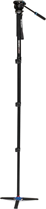 Benro Classic Video Monopod with S2 PRO Flat Base Video Head, 5.5 lb Max, 3 Leg Folding Base, Flip Lock, Carrying Case (A38FDS2PRO) - Image 2