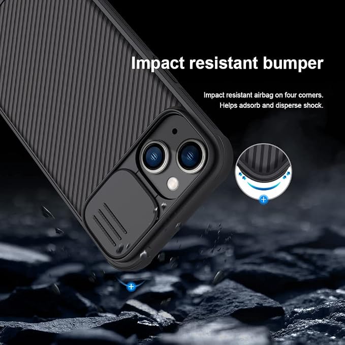Mangix for iPhone 14 Case with Camera Cover,Slim Fit Thin Polycarbonate Protective Shockproof Cover with Slide Camera Cover, Upgraded Case for Apple iPhone 14 6.1inch (Black) - Image 2
