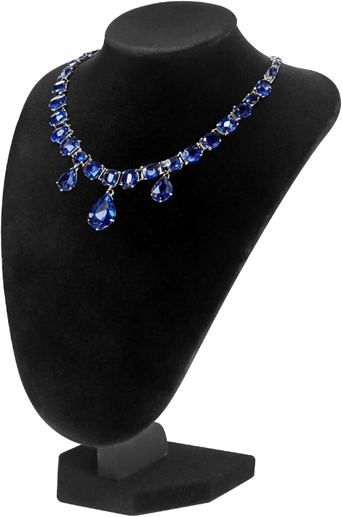 TENINYU Professional 3D Necklace Display Stand, Black Velvet Jewelry Bust Holder, 8.5 Inch Chain Organizer Tower for Home Display (Black) by TENINYU