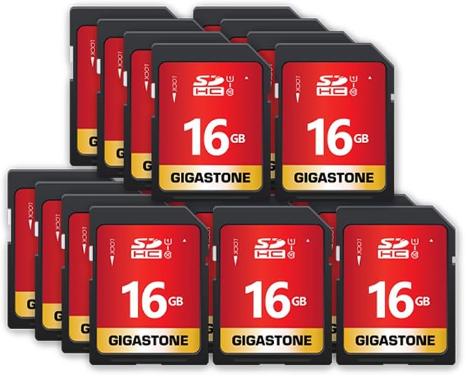GIGASTONE 16GB SD Card 20-Pack UHS-I U1 Class 10 SDHC Memory Card High Speed up to 80MB/s Full HD Video Compatible with Digital Camera, SPYPOINT TACTACAM WOSPORTS Trail Camera, with 20 Mini Cases by Gigastone