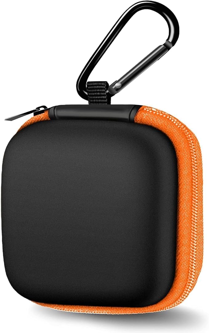 1 Pack Square Earbud Case Storage Bag with Carabiner, Orange | Portable EVA Carrying Case, For Wired/Wireless Headphones, SD Card Storage, Camera Chip by MOLOVACase