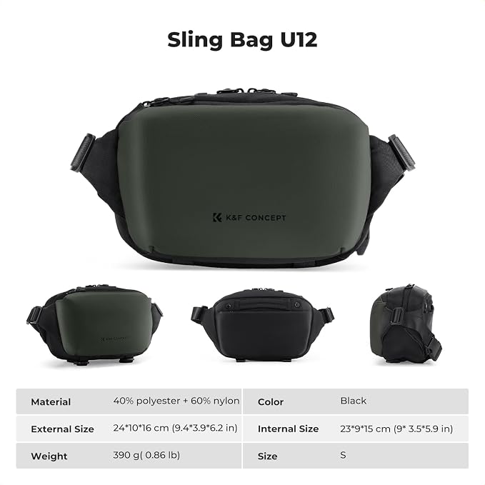 K&F CONCEPT Small Camera Sling Bag Everyday Shoulder Bag | Multifunction Photography Compact Crossbody DSLR Portable Bag, Compatible for Canon/Nikon/Sony, BS10 - Image 7