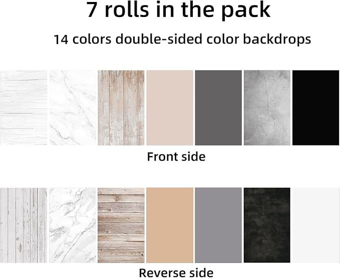 Yoocheese Photo Backdrop Kit, Double-Sided Paper Background with Stand, 22x34 Inch, 14 Colors, for Product Food Photography, Studio Tabletop Props - Image 4