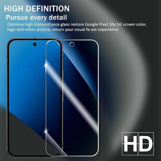 Tempered Glass Screen & Lens Protector 2+2 Pack for Google Pixel 10A | [Ultrasonic Fingerprint Unlock] [Case Friendly] [Bubble-Free] - Image 6
