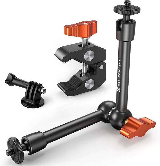 K&F CONCEPT 9.8" Magic Arm Clamp Kit with 1/4" & 3/8" Thread Screw | 360° Ball Heads Magic Arm with Tripod Mount Adapter for Gopro/LED Lights/Monitor/Flash/Microphone/DSLR Camera, MS32 by KFCONCEPT