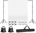 10x7ft Photo Backdrop Stand Kit with 6x9ft White Backdrop Screen | Portable Photography Frame, Adjustable Support kit with 6 Clamps, Carry Bag for Photo, Video Recording, Streaming, Decoration by Qoolfoto