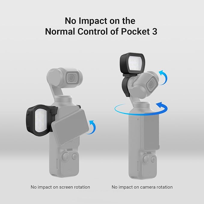 NEEWER BASICS Magnetic Auxiliary Light Compatible with DJI OSMO Pocket 3 Camera Creator Combo, 1.3W Rechargeable Plastic Mini LED Fill Light Attachment w Upgraded Mounts for Video Recording, M21 Black - Image 7