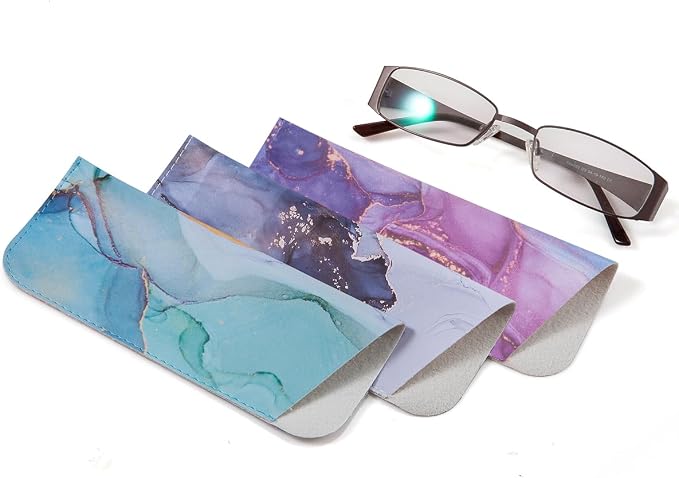 TRIUMPH VISION 3 Pack Reading Glasses Pouch Soft Case Eyeglass Sleeve Slim | Alternative to Bulky Case in bag, Lightweight Lined Padded Protect Optical lens Slip in, Cute Pattern Portable for Daily Use - Image 5