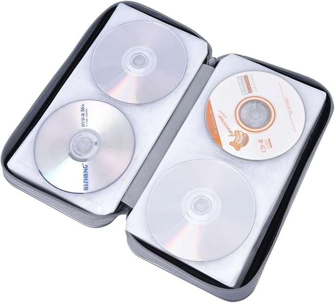 alavisxf xx CD Case, 96 Capacity Hard Plastic Organizer Wallet for Car | CD DVD Holder, Portable Hand Strap, Zipper Closure, Anti-Slip Scratch-Resistant Sleeves, Disc Storage, for Home Office Travel - Image 3