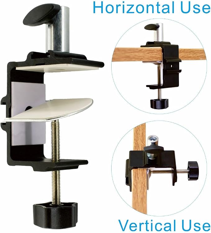 Replacement Heavy Duty C Clamp for 1/2” Base Magnifying Lamp,Desk Lamp,Swing Arm Lamp,Phone I pad Mount,Tablet Mic Holder,Table Mount Clamp for Microphone Stand Mic Boom Arm (G1 BLACK) - Image 3