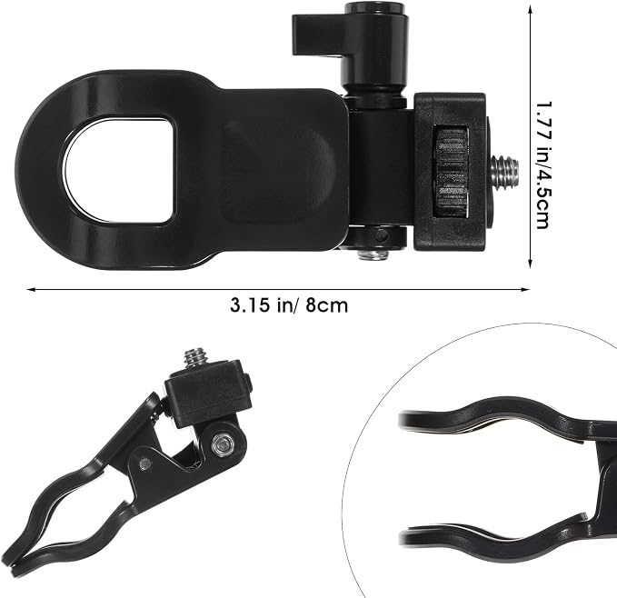 Xindojuz 2pcs Camera Clip, Anti-Slip Selfie Light Clip for Monitor Mount with 1/4 Universal Screw Multiple-Use Camera Clamp Phone Light Holder Attachment for Laptop Tripod Live Stream (Black, White) - Image 2