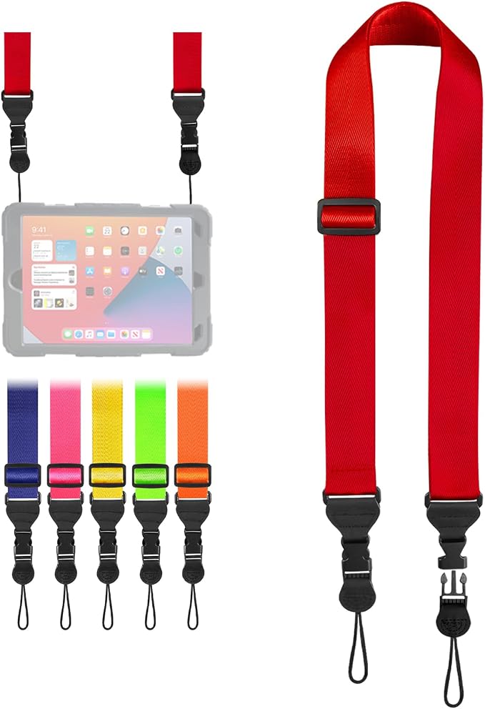 FIEIL Adjustable Shoulder Strap, Nylon Camera Strap, Comfortable Neck Strap for iPad, Cellphone Tablet, Camera, Laptop, Binocular, Luggage Bag (Red Universal Lanyard) by FIEIL