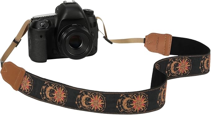 MoKo Camera Strap Compitable with Canon/Sony/Nikon/Minolta/Panasonic/DSLR | Cotton Vintage Camera Strap,Adjustable Neck Shoulder Strap,for Camcorder,Binoculars,for Adults Kids, Helios Moon God by MoKo