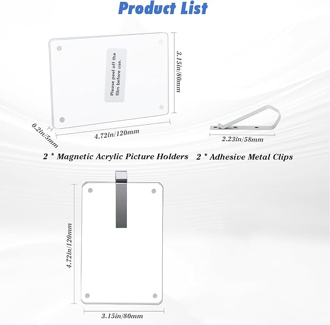 1797 Car Sun Visor Clip Photo Holders 2 Pack, Cute Personalized Gift for Dad Mom Husband Wife, Magnetic Acrylic Picture Frame fit Polaroid & Wallet Photos 4.72 x 3.15 inch - Image 7
