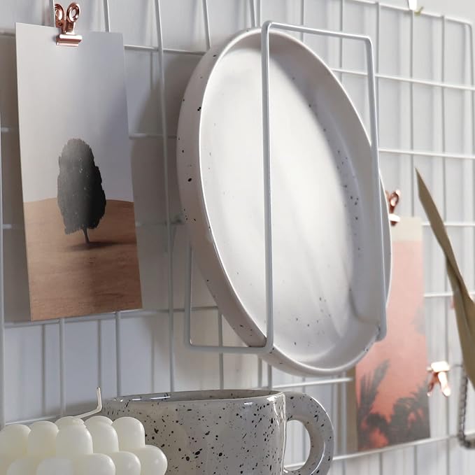 Wall Grid Panel for Photo Display,Wall Storage Organizer,5 Metal Clips & 3 S Hooks & 4 Nails & 4 Plastic Hanging Buckles and 4 Screws Offered,Size 17.5" x 11.8",Set of 2 (White) - Image 5