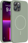 miracase Magnetic for iPhone 13 Pro Max Case, [Soft Anti-Scratch Microfiber Lining], Compatible with MagSafe, Liquid Silicone Shockproof Drop Protection Phone Case for 13 Pro Max, Patina Green by Miracase