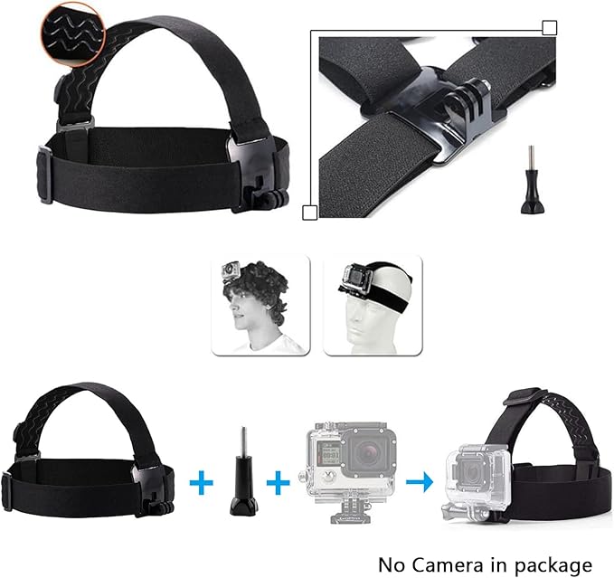 Action Camera Head Mount Strap Compatible with Gopro DJI Osmo | Compatible with Go pro Hero 13 12 11 10 9 8 AKASO EK7000 Brave 4 Brave 7LE ODDV Hiicam Icefox WOLFANG, Wearing Head Belt - Image 2