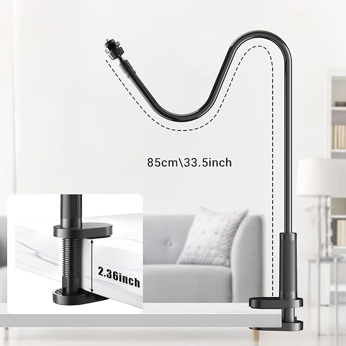 Flexible Webcam Stand Mount for Desk, Gooseneck Webcam Tripod with Clamp, Desktop Phone Holder & Table Top Tripod Compatible with Action Camera Gopro C922 C930e C920S C920 C615 C960 C920x Brio - Image 6