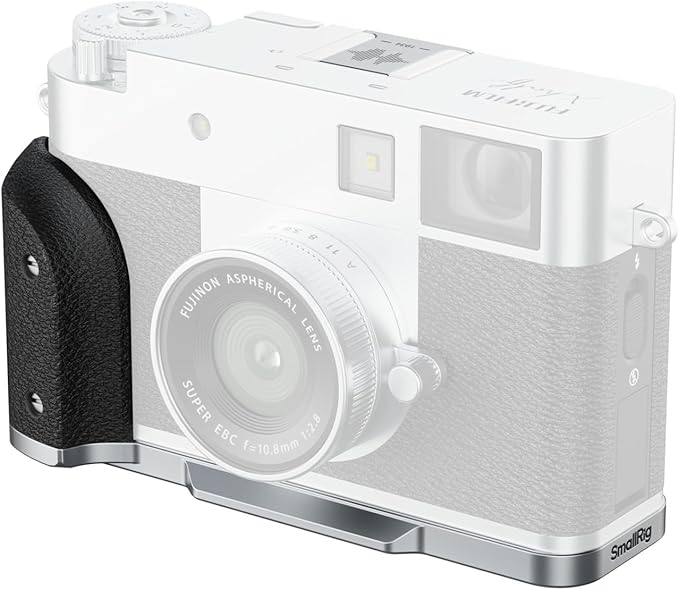 SmallRig X Half L-Shaped Grip for FUJIFILM X Half Camera, Built-in Quick Release Plate for Arca, Lightweight Ergonomic Silicone Handle with Hot Shoe Cover(Silver) - 5216 by SmallRig