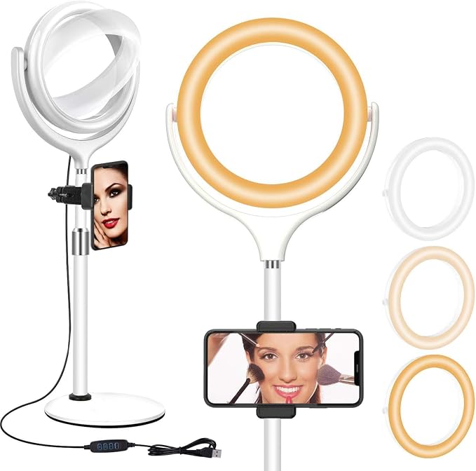 8 inch Desk Ring Light with Stand, Adjustable Zoom Lighting for Computer | Circle Light for Video Conference, Zoom Calls, Virtual Meeting, Video Recording, Streaming, Podcast, Webcam by Yarrashop