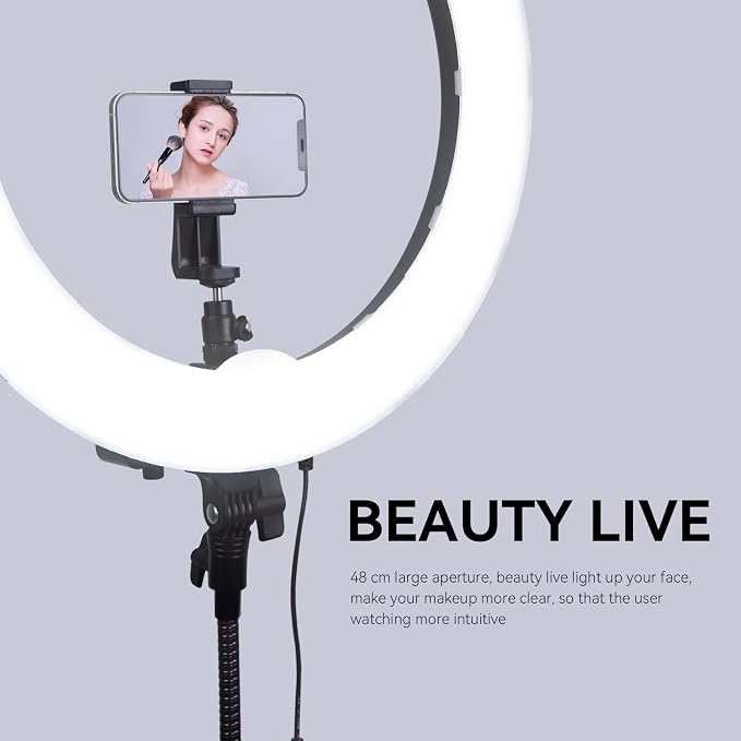 Ring Light Kit 18" 55W 5500k dimmable LED Light, 70inch Foldable Stand, Phone Clip, Short Video, Studio Video Photography Lighting, Spot Lights，Selfie and Live Streaming,You Tube,TikTok - Image 8