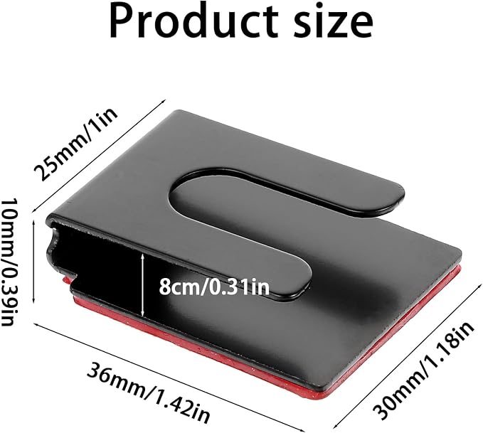 2 Pcs Radio Microphone Hanger with Adhesive Back CB Mic Holder Mount Black Metal Car Microphone Holder Universal Radio Mic Clip Holders for Cars Homes Offices Classrooms 38 x 30 x 10 mm - Image 2