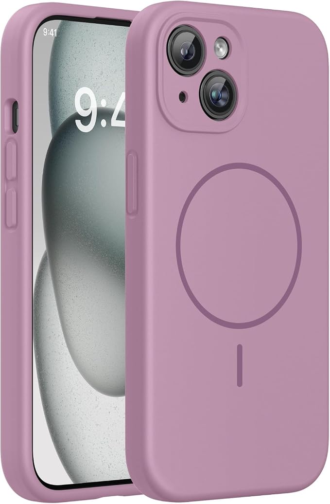 Miracase Silicone & Magnetic for iPhone 15 Case, Blackcurrant | Compatible with MagSafe, Soft Microfiber Lining, Premium Silicone Cover Shockproof Drop Protection Phone Case for 15 by Miracase