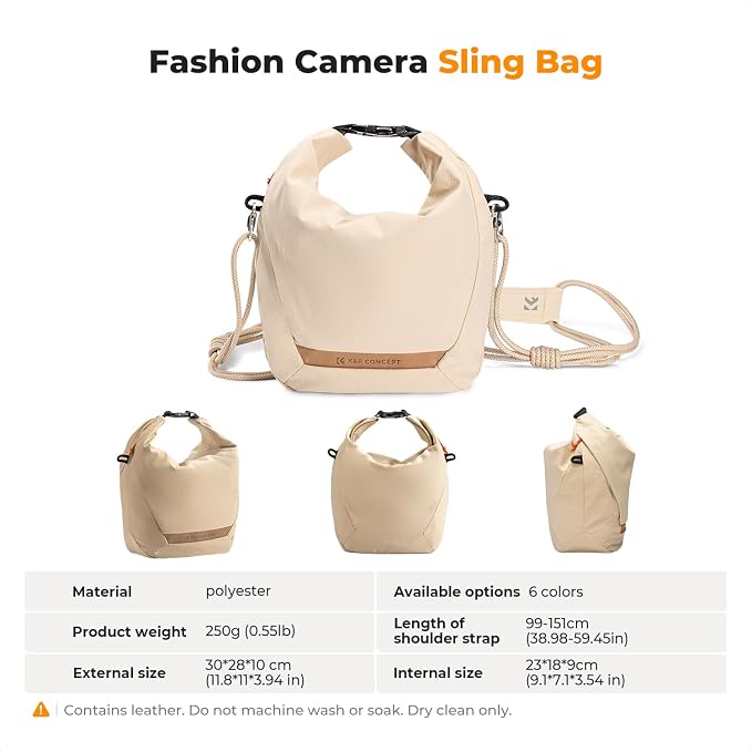 K&F CONCEPT Camera Sling Bag Small Compact Case | Cute Soft Camera Pouch, Handbag, for Urban Street Photography, BS05 - Image 8