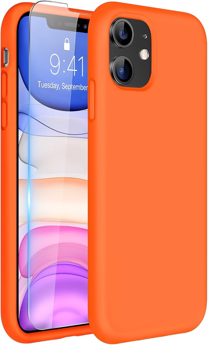 Miracase Silicone for iPhone 11 Phone Case, Amber Orange | Soft Anti-Scratch Microfiber Lining, Premium Silicone Cover Shockproof Drop Protection Phone Case for 11 by Miracase