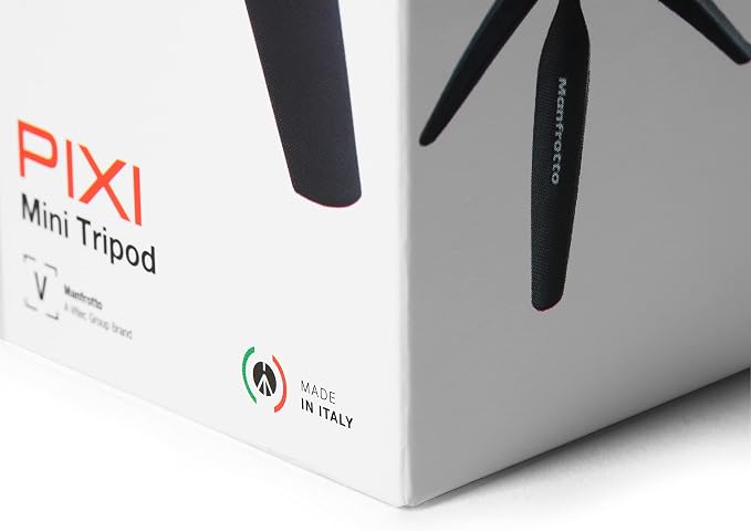 Manfrotto MTPIXIMII-B, PIXI Mini Tripod with Handgrip for Compact System Cameras, for DSLR, Mirrorless, Video, Made in Italy, Technopolymer and Aluminum, Black - Image 3