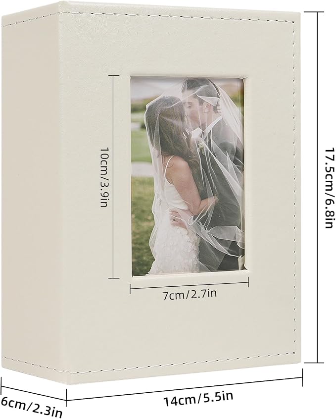 RECUTMS Photo Album 4x6 52 Photos Leather Small Albums for Wedding Beige | White Page, 52 Vertical Pockets, Family Baby Vacation Pictures Book with Front Window, Small Capacity, Portable, Travel Gifts - Image 2