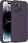 miracase Magnetic for iPhone 14 Pro Max Case, [Soft Anti-Scratch Microfiber Lining], Compatible with MagSafe, Silicone Shockproof Protection Phone Case for iPhone 14 Pro Max,Dark Purple by Miracase