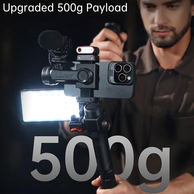 Hohem iSteady M7 Gimbal Stabilizer for Smartphone, 3-Axis Phone Gimbal, Gimbal Stabilizer for iPhone & Android, AI Tracking Sensor with Fill Light, 1.4" Detachable Touchscreen Remote Control - Image 7