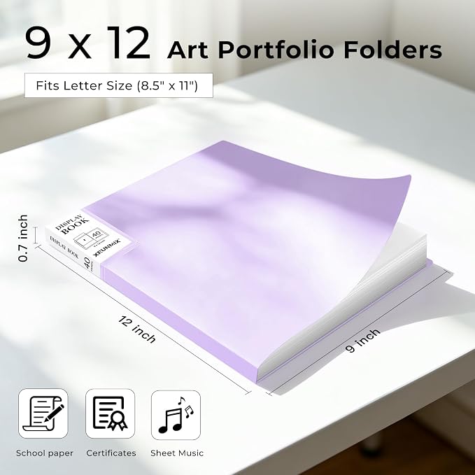 XRUNMIX Art Portfolio 8.5X 11 Inch, 40 Pockets (80 Pages Capacity) Letter Size Display Book with Clear Sheet Protectors, Presentation Folder for Artwork/Documents/Photos - Image 2