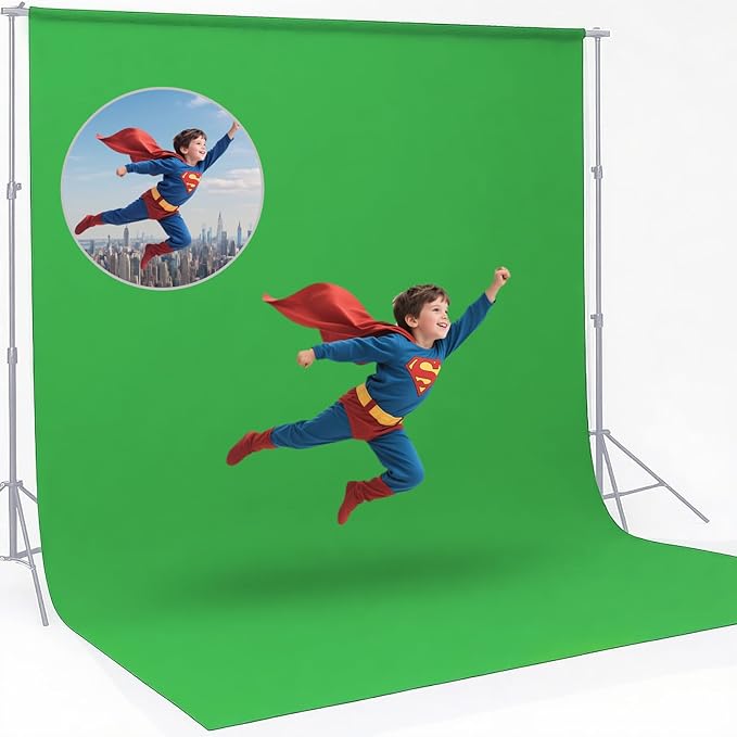 CPLIRIS 10x20ft Green Screen Backdrop for Photography, Dual-Size Dual-Pocket Design Chromakey Background for Photoshoot and Video with Both Options of 10 feet and 20 feet in Width by CPLIRIS
