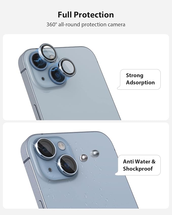 Camera Lens Protector Compatible for iPhone 13 & iPhone 13 Mini Camera Cover Premium 9H Tempered Glass [Anti-Scratch] Ultra HD - Image 4
