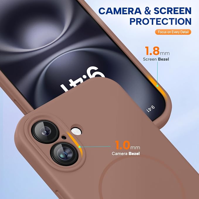 Miracase Silicone & Magnetic for iPhone 16 Case, Chocolate | Compatible with MagSafe, Anti-Scratch Microfiber Lining, Liquid Silicone Case Shockproof Drop Protection Phone Case for 16 - Image 8