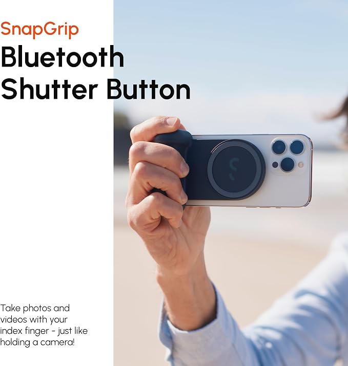 ShiftCam SnapGrip Essential – Magnetic Phone Camera Grip with Wireless Shutter Button & Tabletop Dock – Compatible with iPhone & Android (Stone) - Image 3