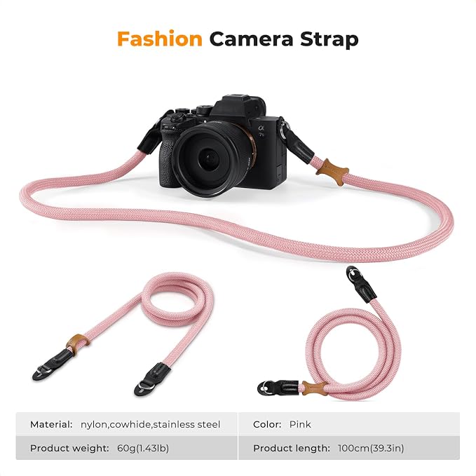 K&F CONCEPT Camera Neck Strap,100cm Camera Shoulder Strap | Nylon Rope, with O-ring for DSLR Camera, for Street Photography BJ01 - Image 7