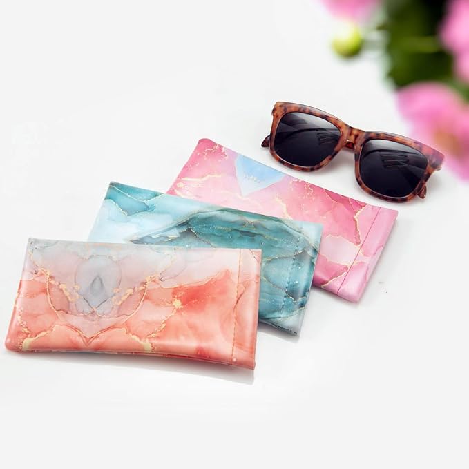 TRIUMPH VISION Eyeglass Case Glasses Case Soft Sunglass Pouch Sleeve 3 Pack | Slim Lightweight Alternative to Bulky Case, Leather Lined Protect Lens, Squeeze Easy to Use, Stylish Portable for Daily Use - Image 5
