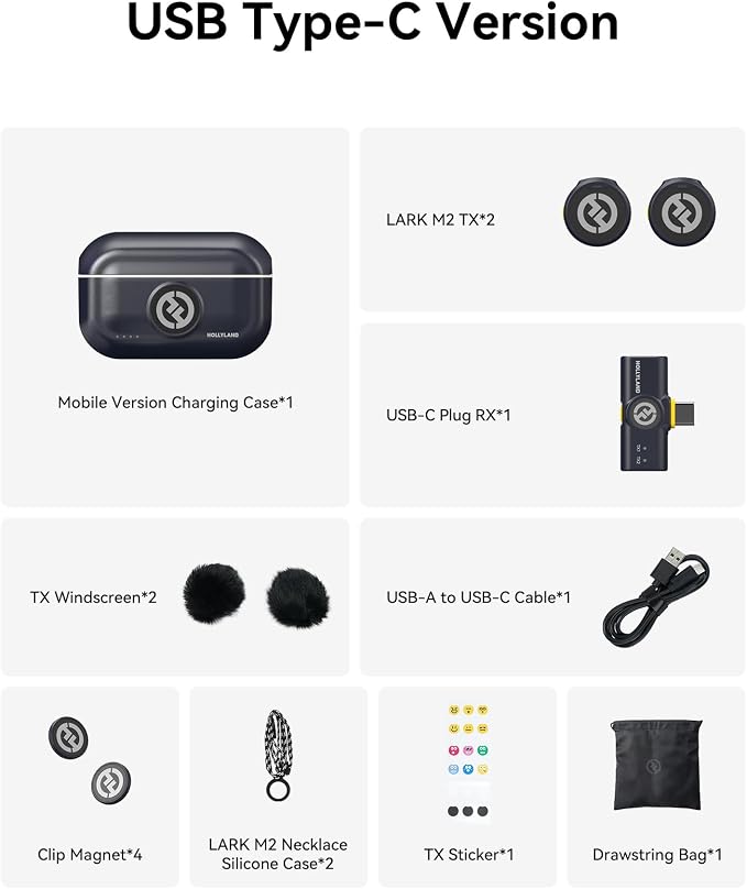 Hollyland Lark M2 Wireless Microphone for iPhone15/16/17&Android, USB C Mini Lapel Microphone Wireless, 1000ft Range, Hi-Fi Audio, Noise Cancellation, 30H Battery for Video Recording, Streaming | 30H Battery for Video Recording, Extended 30 hours of ba... - Image 9