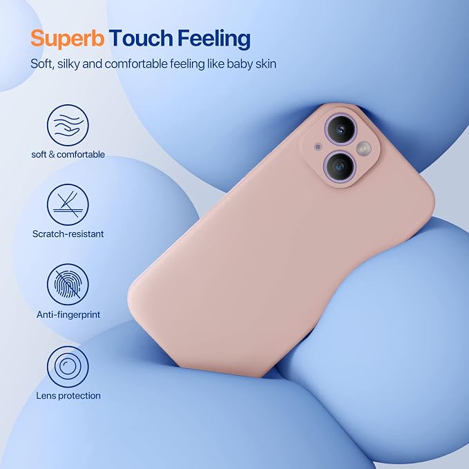 Miracase Silicone for iPhone 14 Case, Sand Pink | Soft Anti-Scratch Microfiber Lining, Premium Silicone Cover Shockproof Drop Protection Phone Case for 14 - Image 3