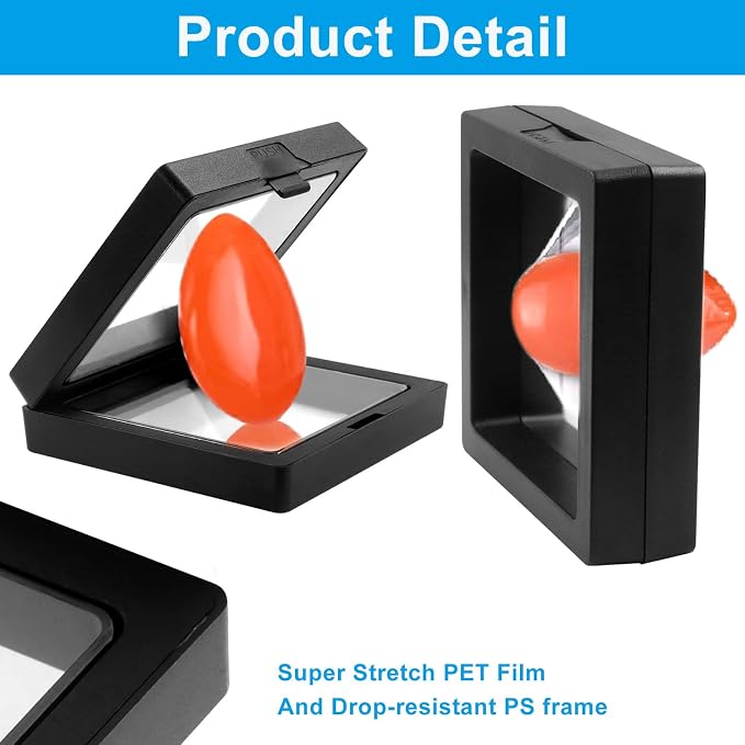 3D Floating Display Case, 2.7x2.7 Inch, 20Pcs | Clear Film, Jewelry Storage Box, For Coins Fossils Rocks, Collectors - Image 3