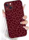 Cute Burgundy Cheetah Print Phone Case for iPhone 13 6.1" | Aesthetic Leopard Pattern Design Cover Full Camera Lens Protective Shockproof Soft Slim TPU Funda for Women Girls by Unknown