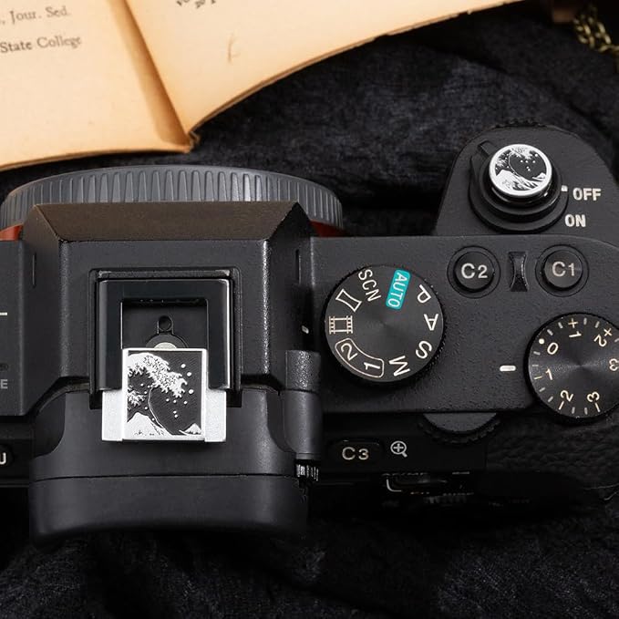 Kanagawa Wave Pattern Camera Hot Shoe Cover Shutter Button for Sony A1 A7C A7CR A7CII A7R A7M2 A7M3 A6700 A6600 A6500 A6400 A6300 (Aluminum Alloy-Set) - Image 8
