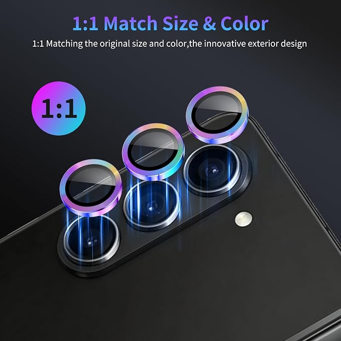 Camera Lens Protector for Samsung Galaxy Z Fold 5,1 Pack | Tempered Metal Glass Camera Cover, HD Clear Anti-Scratch Lens Screen Protector Film,Case Friendly,Colorful Titanium - Image 5