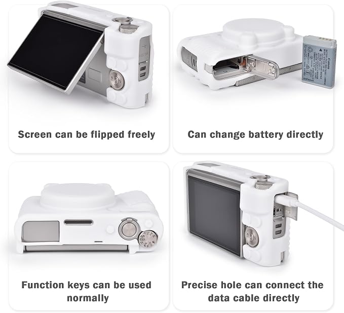 MUZIRI KINOKOO Case for Canon Powershot SX740/SX730 HS Digital Camera - Soft Protective Cover SX740 SX730 HS Camera Silicone Sleeve with Removable Lens Cover - Anti-Slip & Anti-Scratch - White - Image 3
