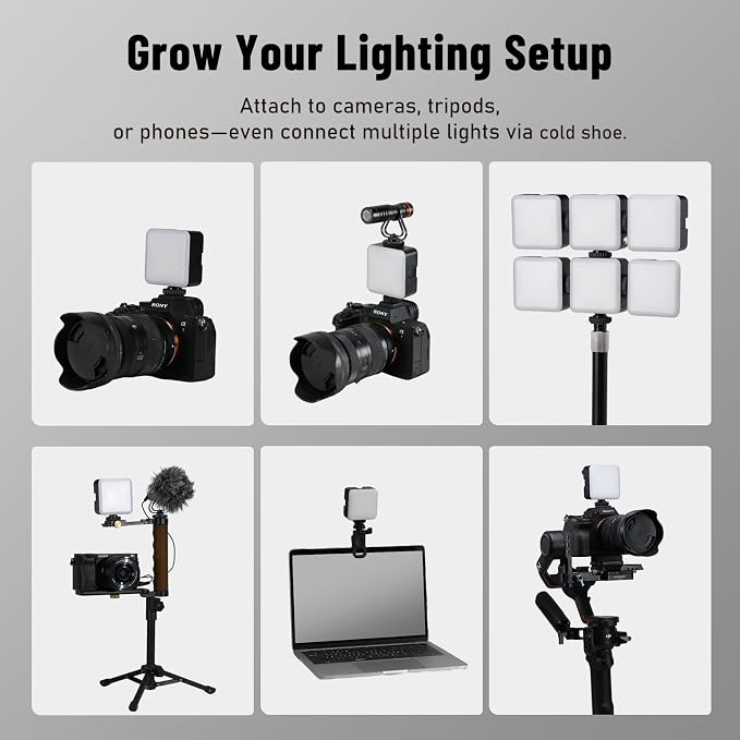 RGB Video Lights, Portable LED Camera Light with 3 Cold Shoe | 2500K-9000K, CRI 96+, 18 Scene Modes, 2000mAh Rechargeable, Magnetic, 1/4 Screw, for Photography, Vlogging, Content Creator ﻿ - Image 7