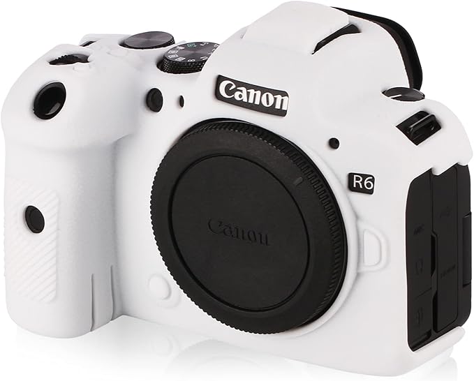 Camera Case for Canon R6 R6II - Silicone Protective DSLR Skin Cover, Detachable Cage, Shockproof, Dustproof (White) by STSEETOP