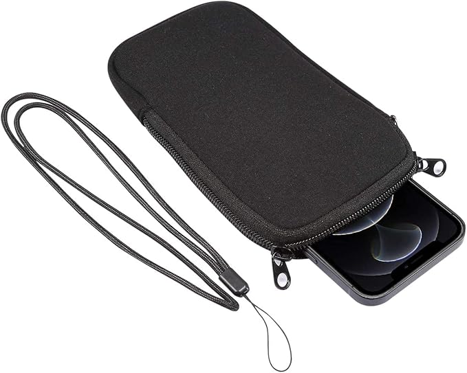 Phone Sleeve Case for iPhone 17 16 15 14 13 Pro, Samsung Galaxy S26 S25 S24 | Neoprene Cell Phone Pouch for iPhone 17e 16e, SE 3rd, SE 2nd, 13 mini, iPhone 12 11 XR, with Neck Lanyard, Zipper Closure - Image 5